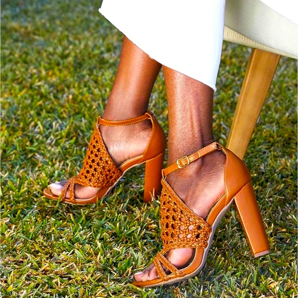 JustFab Lorelai Caged Camel Heels